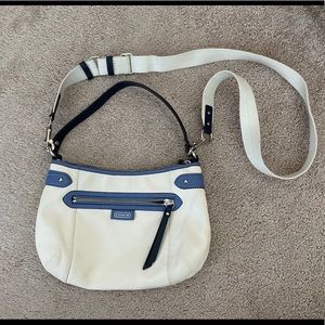Coach soft leather and cloth strap purse